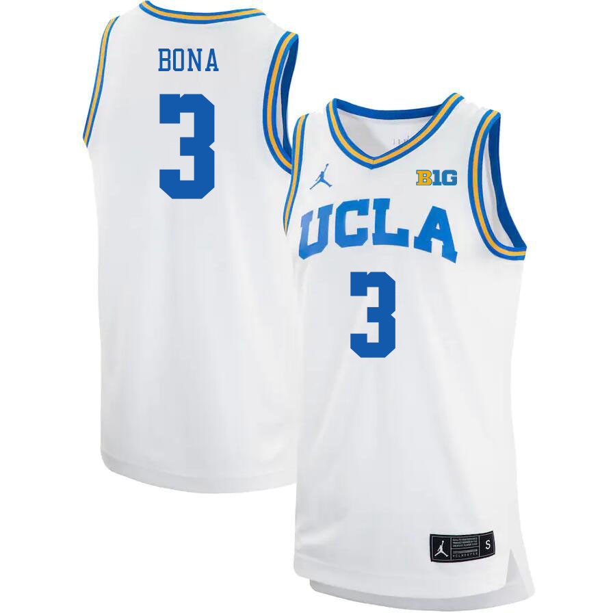UCLA Bruins #3 Adem Bona Big 10 Conference College Basketball Jerseys Stitched Sale-White